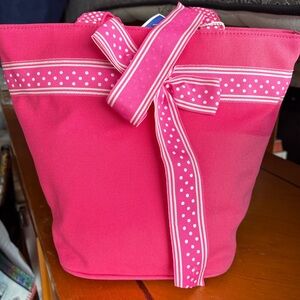 Elegant Pink Tote with Polka Dot Ribbon